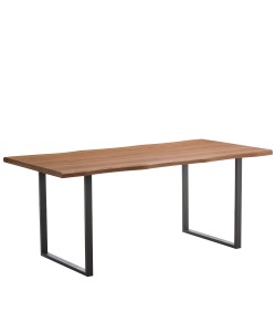 Τραπέζι Τραπεζαρίας ArteLibre AEMON Σκούρο Ακακία/Μαύρο Μέταλλο/Μοριοσανίδα 180x90x75cm