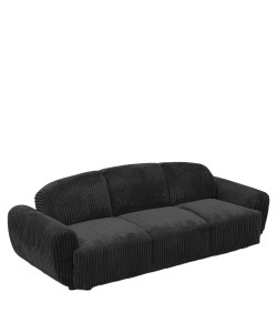 Καναπές Κρεβάτι Τριθέσιος ArteLibre SCULPTA Μαύρο Ύφασμα 234x88x75cm