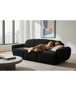 Καναπές Κρεβάτι Τριθέσιος ArteLibre SCULPTA Μαύρο Ύφασμα 234x88x75cm Καναπές Κρεβάτι Τριθέσιος ArteLibre SCULPTA Μαύρο Ύφασμα 234x88x75cm