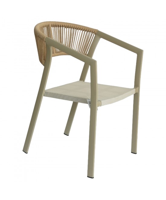 Πολυθρόνα Κήπου ArteLibre FIJI Μπεζ/Φυσικό Αλουμίνιο/Rattan 56x60x78cm