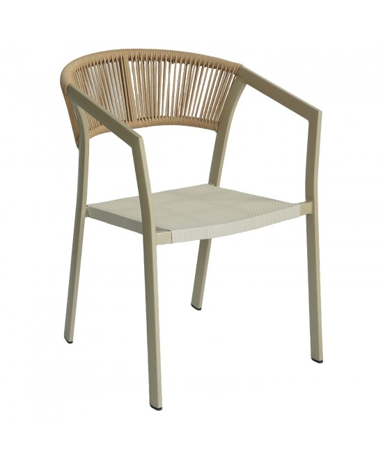 Πολυθρόνα Κήπου ArteLibre FIJI Μπεζ/Φυσικό Αλουμίνιο/Rattan 56x60x78cm