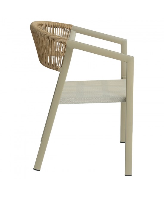 Πολυθρόνα Κήπου ArteLibre FIJI Μπεζ/Φυσικό Αλουμίνιο/Rattan 56x60x78cm