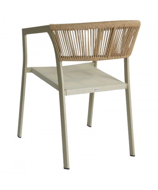 Πολυθρόνα Κήπου ArteLibre FIJI Μπεζ/Φυσικό Αλουμίνιο/Rattan 56x60x78cm