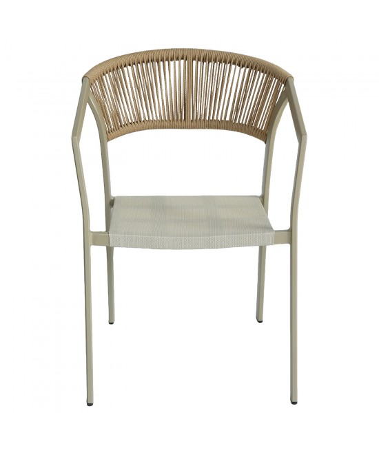 Πολυθρόνα Κήπου ArteLibre FIJI Μπεζ/Φυσικό Αλουμίνιο/Rattan 56x60x78cm