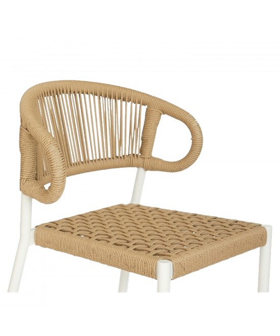 Σκαμπό Bar ArteLibre CEBU Λευκό/Φυσικό Αλουμίνιο/Rattan 60x60x99cm