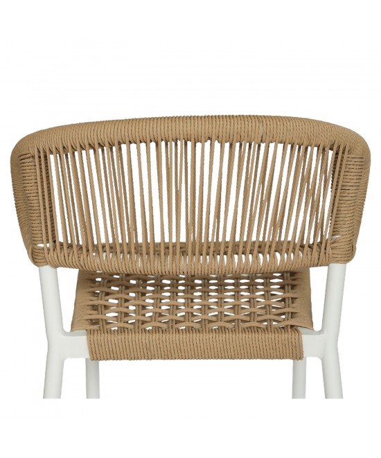 Σκαμπό Bar ArteLibre CEBU Λευκό/Φυσικό Αλουμίνιο/Rattan 60x60x99cm