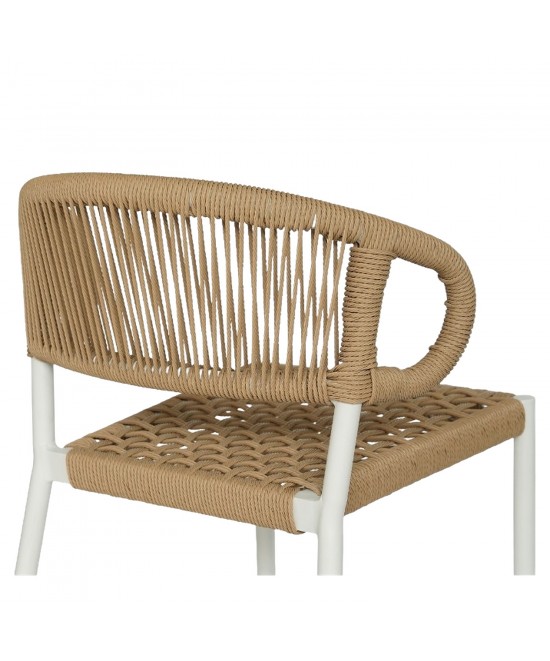 Σκαμπό Bar ArteLibre CEBU Λευκό/Φυσικό Αλουμίνιο/Rattan 60x60x99cm