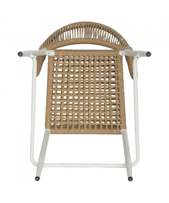 Σκαμπό Bar ArteLibre CEBU Λευκό/Φυσικό Αλουμίνιο/Rattan 60x60x99cm
