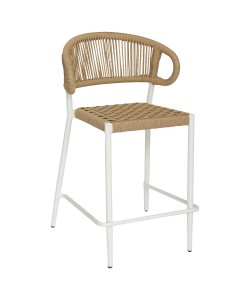 Σκαμπό Bar ArteLibre CEBU Λευκό/Φυσικό Αλουμίνιο/Rattan 60x60x99cm