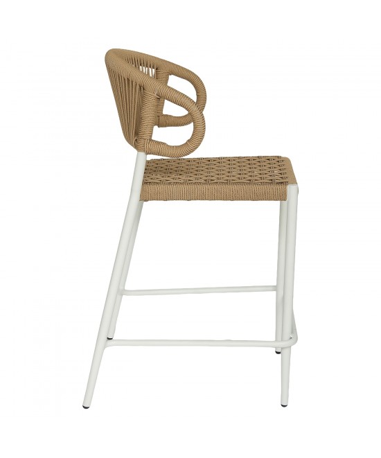 Σκαμπό Bar ArteLibre CEBU Λευκό/Φυσικό Αλουμίνιο/Rattan 60x60x99cm