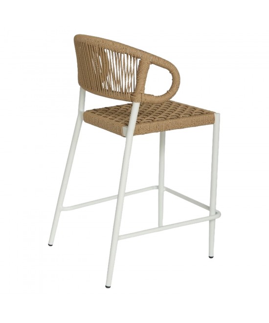 Σκαμπό Bar ArteLibre CEBU Λευκό/Φυσικό Αλουμίνιο/Rattan 60x60x99cm