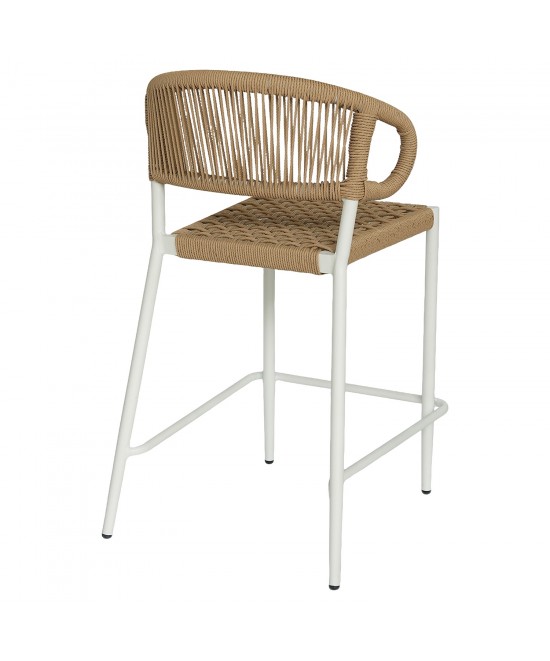 Σκαμπό Bar ArteLibre CEBU Λευκό/Φυσικό Αλουμίνιο/Rattan 60x60x99cm
