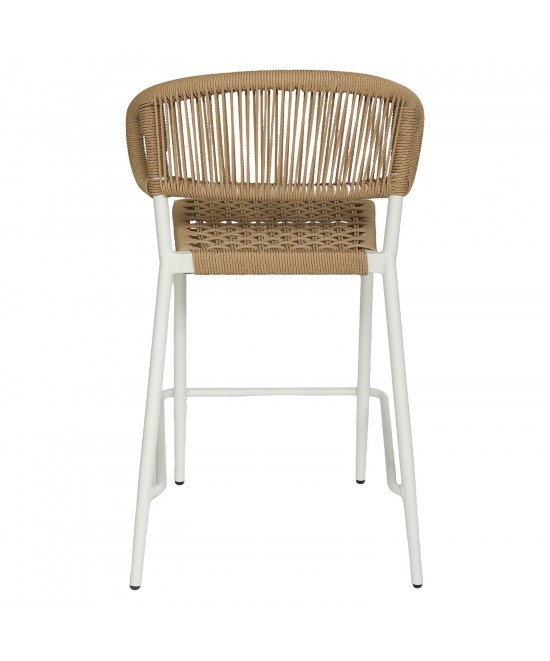Σκαμπό Bar ArteLibre CEBU Λευκό/Φυσικό Αλουμίνιο/Rattan 60x60x99cm
