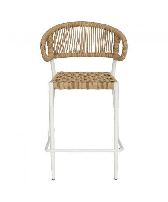 Σκαμπό Bar ArteLibre CEBU Λευκό/Φυσικό Αλουμίνιο/Rattan 60x60x99cm