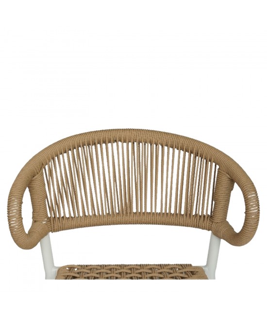 Σκαμπό Bar ArteLibre CEBU Λευκό/Φυσικό Αλουμίνιο/Rattan 60x60x99cm