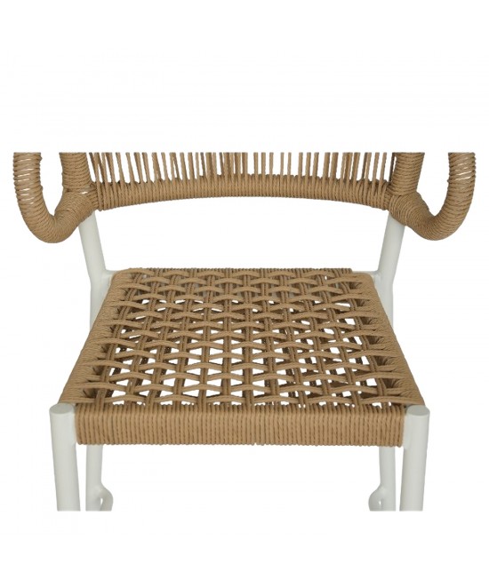 Σκαμπό Bar ArteLibre CEBU Λευκό/Φυσικό Αλουμίνιο/Rattan 60x60x99cm