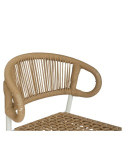 Σκαμπό Bar ArteLibre CEBU Λευκό/Φυσικό Αλουμίνιο/Rattan 60x60x99cm
