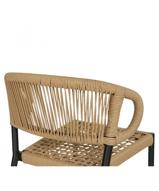 Σκαμπό Bar ArteLibre CEBU Μαύρο/Φυσικό Αλουμίνιο/Rattan 60x60x99cm