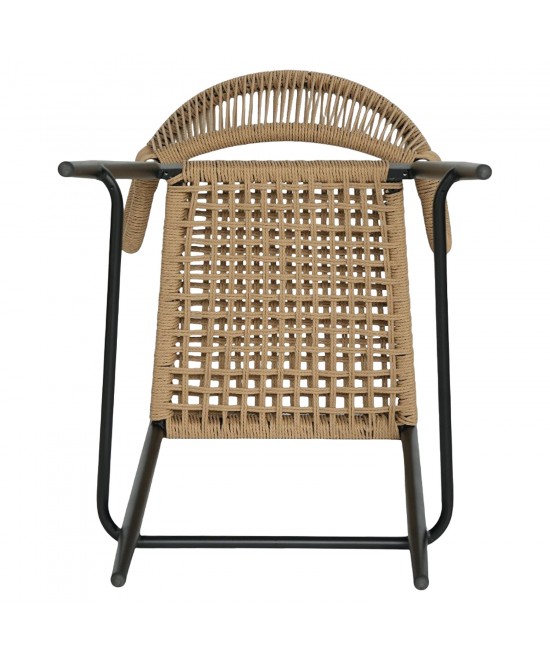 Σκαμπό Bar ArteLibre CEBU Μαύρο/Φυσικό Αλουμίνιο/Rattan 60x60x99cm