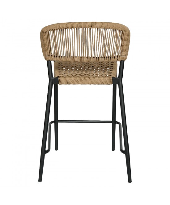 Σκαμπό Bar ArteLibre CEBU Μαύρο/Φυσικό Αλουμίνιο/Rattan 60x60x99cm