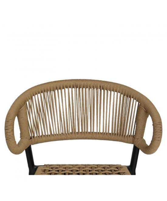 Σκαμπό Bar ArteLibre CEBU Μαύρο/Φυσικό Αλουμίνιο/Rattan 60x60x99cm