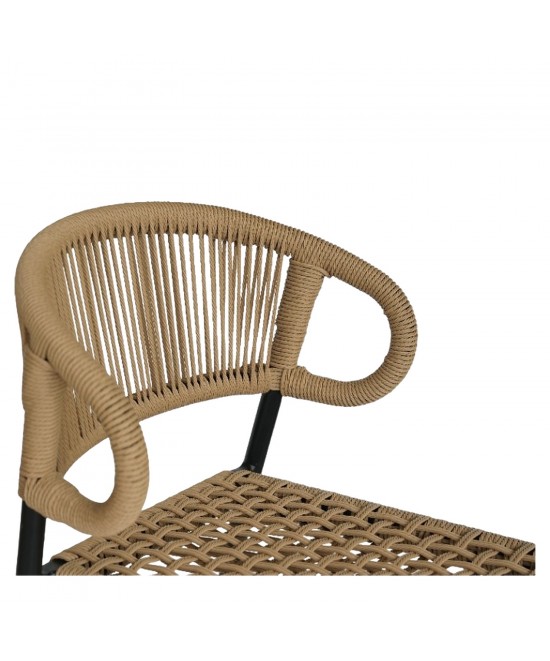Σκαμπό Bar ArteLibre CEBU Μαύρο/Φυσικό Αλουμίνιο/Rattan 60x60x99cm