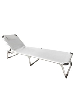 Ξαπλώστρα Παραλίας ArteLibre RENOA Λευκό/Ασημί Αλουμίνιο/Textilene 188x58x28/80cm