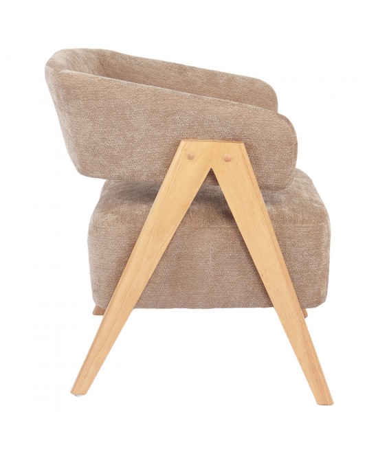 Πολυθρόνα ArteLibre BARTON Καφέ Ύφασμα/Ξύλο 74x67x66cm