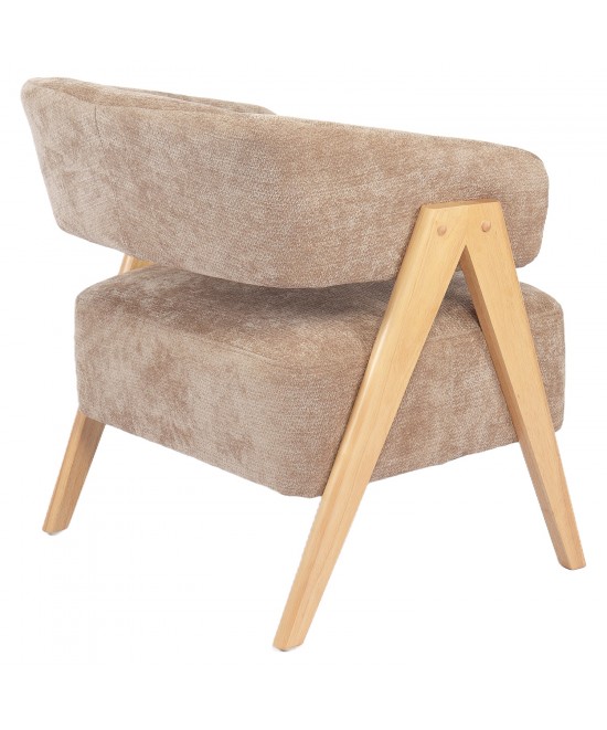 Πολυθρόνα ArteLibre BARTON Καφέ Ύφασμα/Ξύλο 74x67x66cm