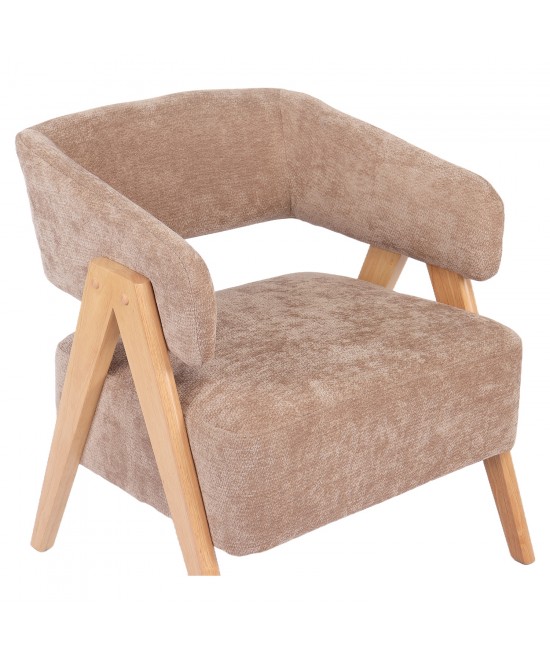 Πολυθρόνα ArteLibre BARTON Καφέ Ύφασμα/Ξύλο 74x67x66cm