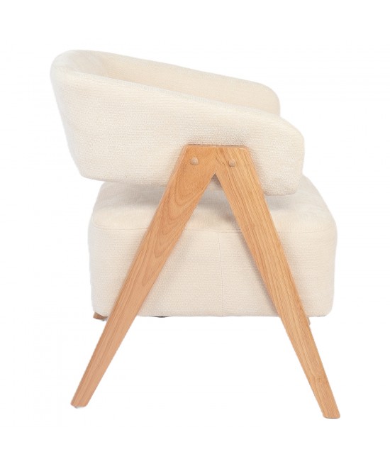 Πολυθρόνα ArteLibre BARTON Μπεζ Ύφασμα/Ξύλο 74x67x66cm