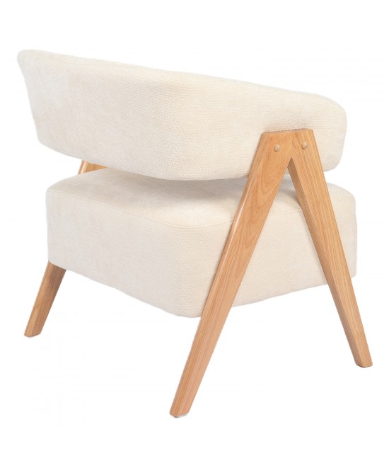 Πολυθρόνα ArteLibre BARTON Μπεζ Ύφασμα/Ξύλο 74x67x66cm