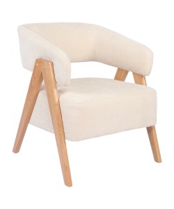 Πολυθρόνα ArteLibre BARTON Μπεζ Ύφασμα/Ξύλο 74x67x66cm