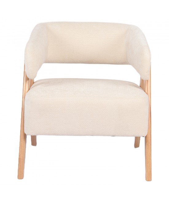 Πολυθρόνα ArteLibre BARTON Μπεζ Ύφασμα/Ξύλο 74x67x66cm