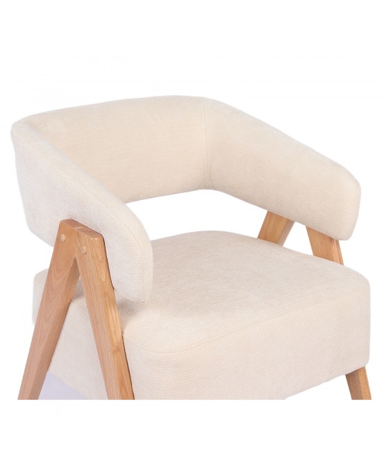 Πολυθρόνα ArteLibre BARTON Μπεζ Ύφασμα/Ξύλο 74x67x66cm