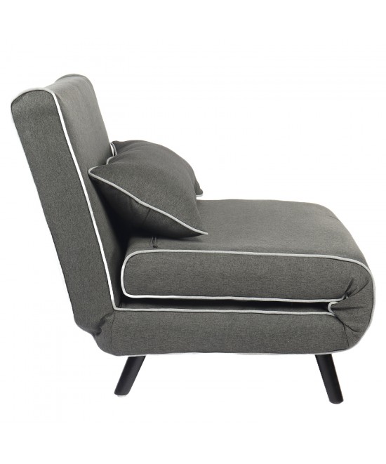 Πολυθρόνα Κρεβάτι ArteLibre CALISTA Γκρι/Γκρι Ανοιχτό Ύφασμα/Ξύλο/Μέταλλο 130x28.5x81cm