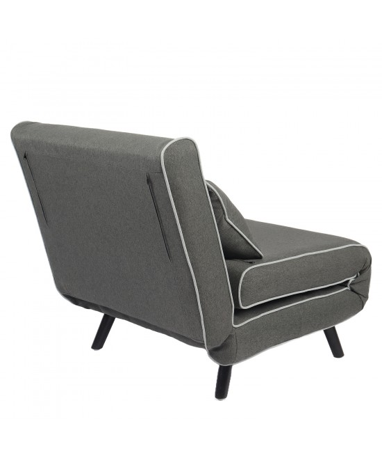 Πολυθρόνα Κρεβάτι ArteLibre CALISTA Γκρι/Γκρι Ανοιχτό Ύφασμα/Ξύλο/Μέταλλο 130x28.5x81cm