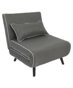 Πολυθρόνα Κρεβάτι ArteLibre CALISTA Γκρι/Γκρι Ανοιχτό Ύφασμα/Ξύλο/Μέταλλο 78x200x28cm