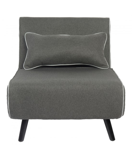 Πολυθρόνα Κρεβάτι ArteLibre CALISTA Γκρι/Γκρι Ανοιχτό Ύφασμα/Ξύλο/Μέταλλο 130x28.5x81cm