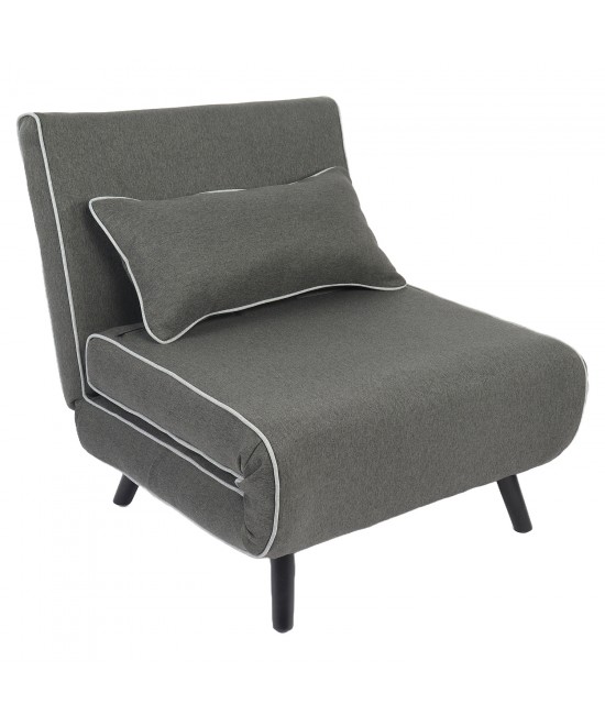 Πολυθρόνα Κρεβάτι ArteLibre CALISTA Γκρι/Γκρι Ανοιχτό Ύφασμα/Ξύλο/Μέταλλο 130x28.5x81cm