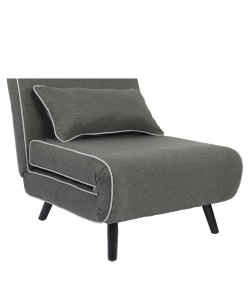 Πολυθρόνα Κρεβάτι ArteLibre CALISTA Γκρι/Γκρι Ανοιχτό Ύφασμα/Ξύλο/Μέταλλο 78x200x28cm