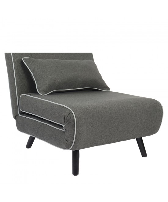 Πολυθρόνα Κρεβάτι ArteLibre CALISTA Γκρι/Γκρι Ανοιχτό Ύφασμα/Ξύλο/Μέταλλο 130x28.5x81cm