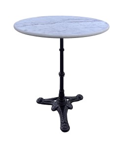 Τραπέζι Κήπου ArteLibre LAPIDERA Λευκό/Μαύρο Μάρμαρο/Μέταλλο Φ60x71cm