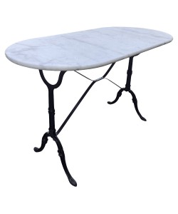 Τραπέζι Κήπου ArteLibre OVALIS Λευκό/Μαύρο Μάρμαρο/Μέταλλο 120x60x71cm