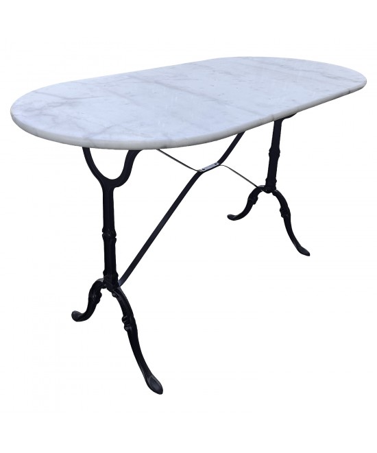 Τραπέζι Κήπου ArteLibre OVALIS Λευκό/Μαύρο Μάρμαρο/Μέταλλο 120x60x71cm
