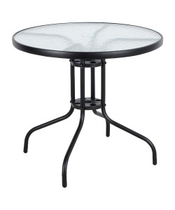 Τραπέζι Κήπου ArteLibre EARTH Μαύρο Μέταλλο/Γυαλί Φ80x70cm