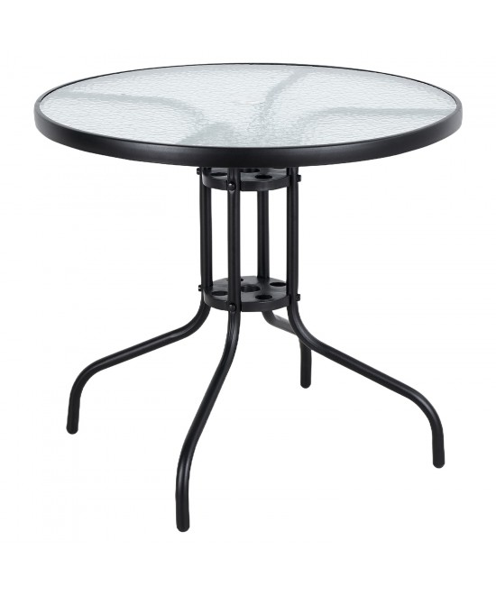 Τραπέζι Κήπου ArteLibre EARTH Μαύρο Μέταλλο/Γυαλί Φ80x70cm