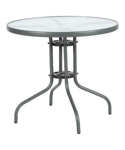Τραπέζι Κήπου ArteLibre EARTH Γκρι Μέταλλο/Γυαλί Φ80x70cm