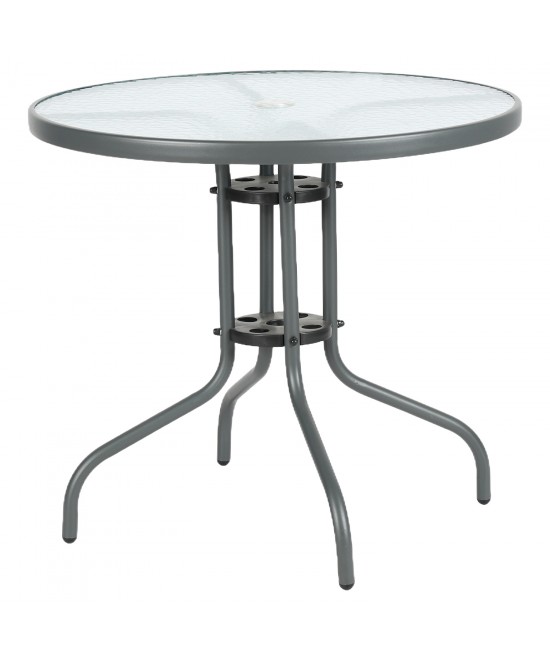 Τραπέζι Κήπου ArteLibre EARTH Γκρι Μέταλλο/Γυαλί Φ80x70cm