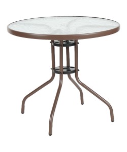 Τραπέζι Κήπου ArteLibre EARTH Καφέ Μέταλλο/Γυαλί Φ80x70cm